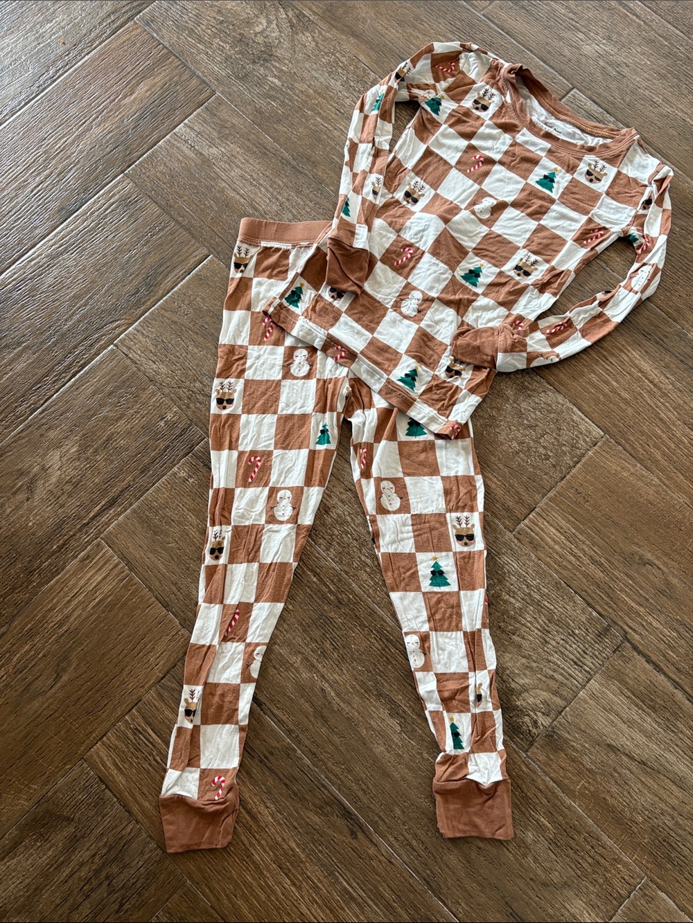 Little Sleepies Brown & White Checked Holiday Pajamas